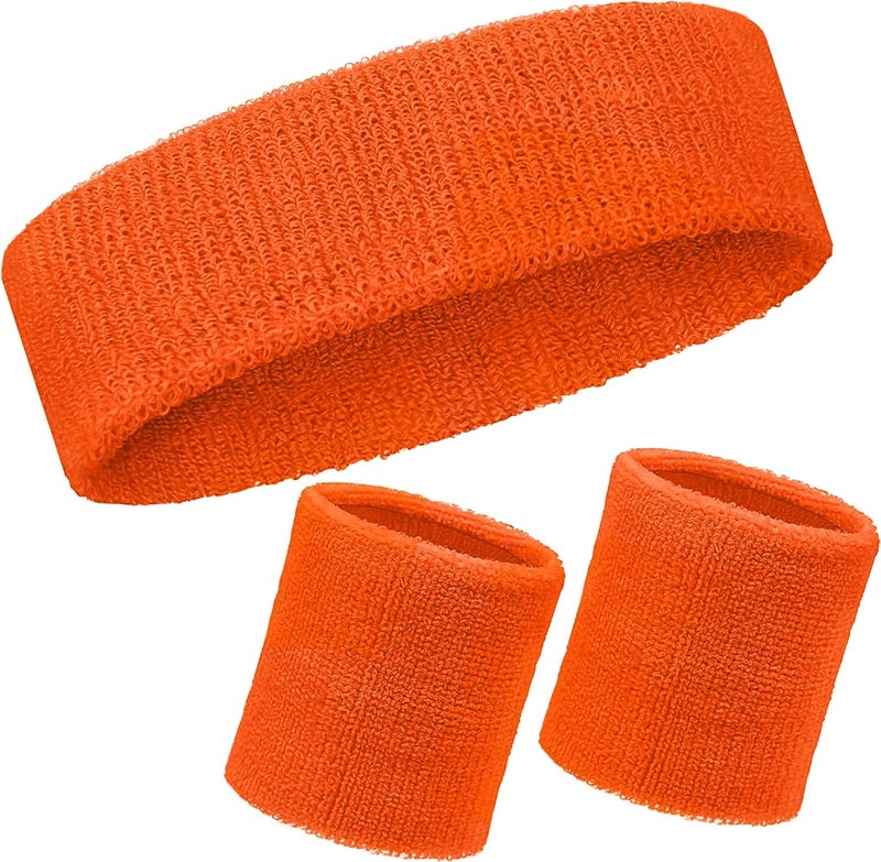 Mindow Neon Sweatbands Set, 80s Headband and Wristband Sweatbands for Women Men, Wicking Bands for Sports, Party Costume Accessories - Image 1